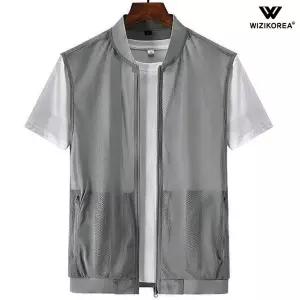 [위즈아이]남성 여름 매쉬 경량 조끼 자켓 중년 아웃도어 WI210J