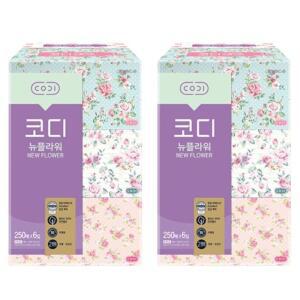 코디 뉴플라워 미용티슈 개업 이사선물 250매 6입 2팩