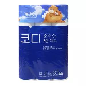 코디 3겹 데코 화장지 30롤/휴지/두루마리/30M/잘풀리는집/4겹/크리넥스/두루말이/3팩/두루마기/깨끗한