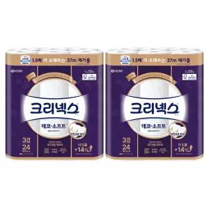 크리넥스 데코앤소프트 천연펄프 3겹 고급롤화장지 - 37m x 24개입 x 2개