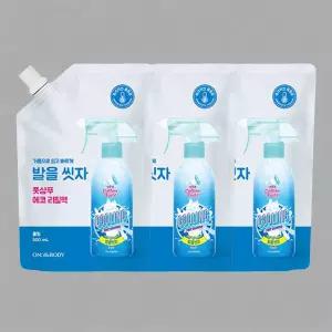 온더바디 발을씻자 코튼 풋샴푸 쿨링 리필 500ml 3개