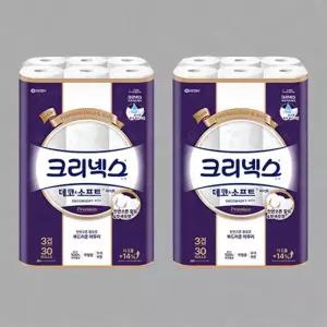 크리넥스 데코소프트 화이트 3겹 25m 30롤 2팩