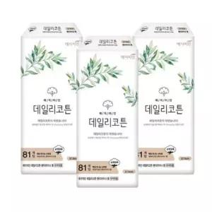 예지미인 데일리코튼 롱 팬티라이너 81P x 3팩 편안한 부드러운 산뜻한 생리대