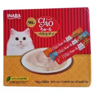 이나바 차오 츄르 대용량 고양이 간식 90p 참치 가다랑어 닭가슴살 챠오츄르 (1srr)