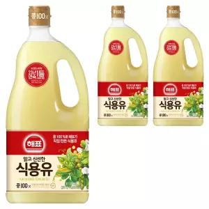 사조 해표 콩기름 식용유, 1.8L, 3개 오일 유채유 오일 올리브 오일 식당 오일 엑스트라버진 오일 건강
