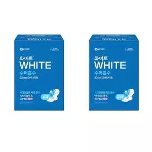 화이트 수퍼흡수 생리대 오버나이트 28매 x 2EA 깔끔한 편안한 생리대 빠른 흡수