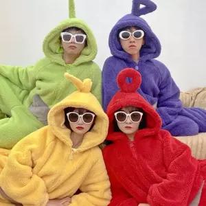 겨울용 두꺼운 극세사 원피스 수면복 홈웨어