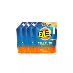 테크 베이킹소다+구연산 액체세제 일반/드럼 겸용 1.8L 4개