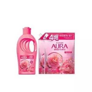 아우라 생화캡슐 섬유유연제 피오니로즈 1L + 1.7L x 2개