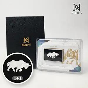 [골드앤]골드앤 황소 디자인 실버바 3.75g [1+1][2개 구성/개별포장]