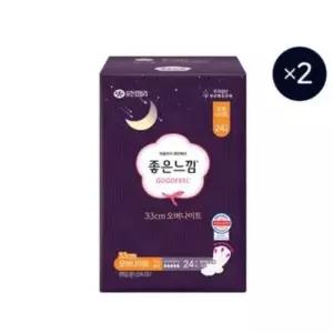 좋은느낌 오버나이트 생리대 밤 오리지널 33cm 24매 2팩