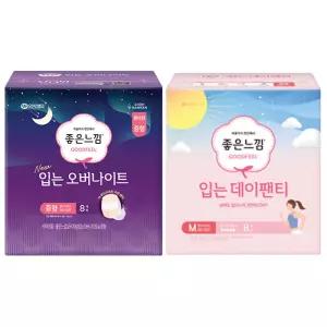 좋은느낌 입는 데이팬티 중형, 8매, 1개 + 오버나이트 중형, 8매, 1개