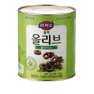 동서 리치스 블랙올리브 슬라이스 (3kgx6개) 1BOX 올리브절임 피클 업소용반찬 햄버거 피자재료