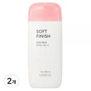 1+1 미샤 올 어라운드 세이프 블록 소프트 피니쉬 선밀크 SPF50+ PA+++, 70ml,