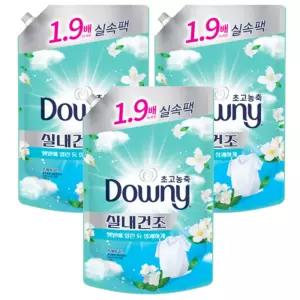 다우니 실내건조 프레시클린 초고농축 섬유유연제 리필 1.35L x3개