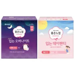 좋은느낌 입는 데이팬티 중형 8매 1개+오버나이트 중형, 8매 1개