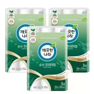 깨끗한나라 순수 프리미엄 30m 30롤 3팩