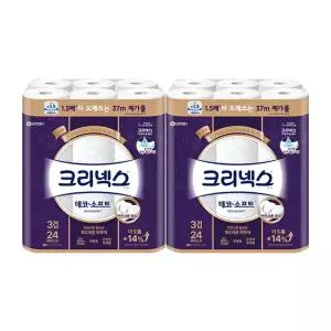 크리넥스 천연펄프 3겹 데코앤소프트, 37m, 24롤, 2개