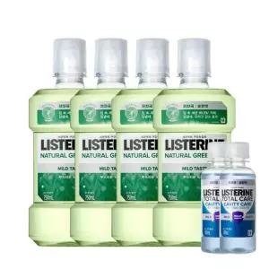 리스테린 내추럴 그린티 750ml 4개 (토탈케어 캐비티케어 마일드 100ml 2개)