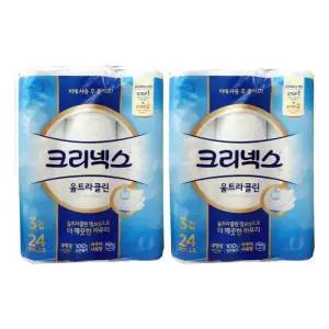 크리넥스 3겹 도톰한 울트라클린 화장지 25m x 24롤 x 2팩
