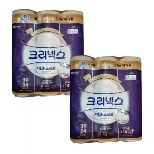 크리넥스 천연펄프 3겹 데코앤소프트, 37m, 24롤, 2개