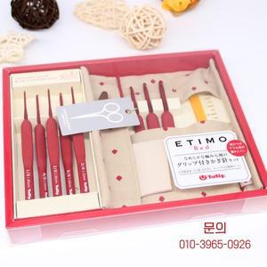 오리지널 튤립 에티모 레드 크로셰 후크 세트 바늘 뜨게 TED-001