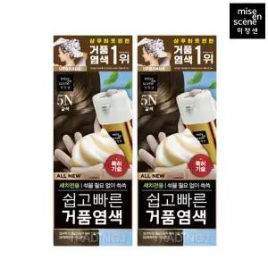 미쟝센 올뉴 쉽고빠른 거품 염색약 5N 갈색 x2 버블 새치커버