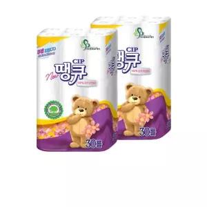 뉴땡큐 100%천연펄프 18m3겹30롤x2팩 화장지 휴지