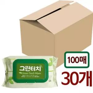 그린터치 물티슈캡 물티슈100매캡형 어린이물티슈 x1박스30개 피톤치드 물티슈캡형 유아물티슈 위생물티슈