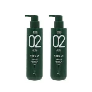 [1+1] 아모스 녹차실감 샴푸액 지성용(산뜻한 타입) 500g
