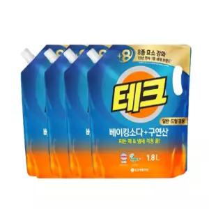 테크 베이킹소다 + 구연산 액체세제 일반 / 드럼 겸용 1.8L  4개