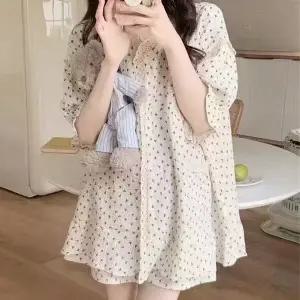 [쉬블림로브]쉬블림로브 (반팔+반바지) 여성 홈웨어 플라워 꽃 패턴 잠옷 세트 GGWD0241