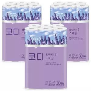 SSG코디 라벤다스페셜 화장지 30m30롤 3팩