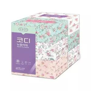 코디 뉴플라워 각티슈 250매 6입 곽티슈 미용티슈(SH) (46125490)