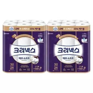 크리넥스 천연펄프 3겹 데코앤소프트, 37m, 24롤, 2개