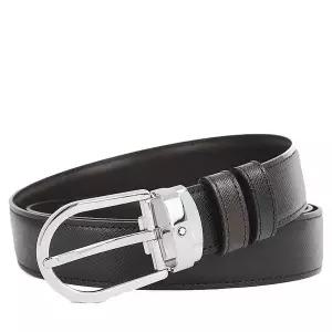 몽블랑 로고 양면 프리컷팅 113834 BLACK BROWN 남성 벨트