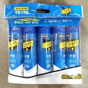 코스트코 에프킬라 에어졸 수성 무향 600ml x 5개 모기 파리 바퀴벌레
