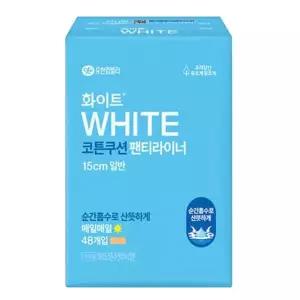 [화이트] 화이트 코튼쿠션 팬티라이너 무향 일반 48P