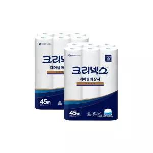 크리넥스 에어셀 프리미엄 두루마리 화장지 휴지 45m 24롤 2팩