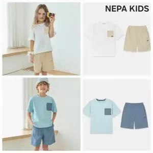 [네파키즈](의정부점)26SS 한 여름쾌적하게 착용가능한 에션셀 포켓 반팔 상하세트 KMD5951