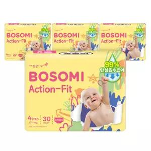 보솜이 NEW 액션핏 팬티 기저귀, 대형, 30매, 4팩, 1개(120매)
