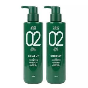 아모스 녹차실감 탈모 샴푸 지성 두피용 500g 2개