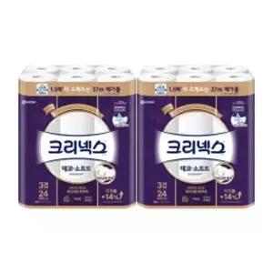 크리넥스 천연펄프 3겹 데코앤소프트, 37m, 24롤, 2개
