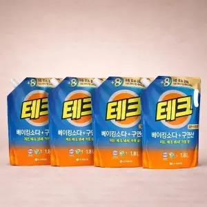 테크 베이킹소다+구연산 액체세제 일반드럼 겸용 1.8L 4개