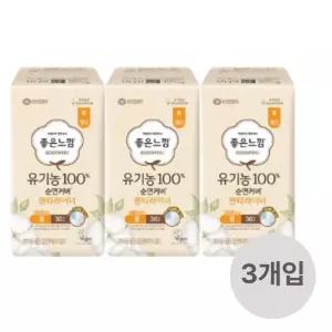 좋은느낌 유기농100%순면커버 팬티라이너, 롱, 36매, 3개