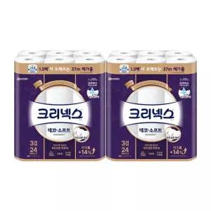 크리넥스 천연펄프 3겹 데코앤소프트, 37m, 24롤, 2개