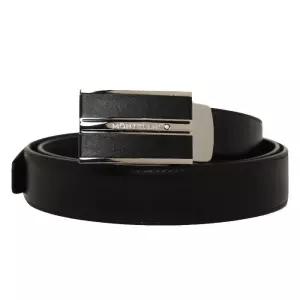 몽블랑 스틸 플레이트 버클 30mm 소프트 레더 남성 벨트 블랙 118421 120819579