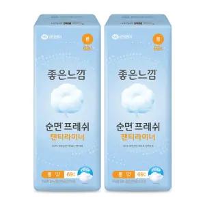 좋은느낌 순면프레쉬 팬티라이너, 롱, 69매, 2개