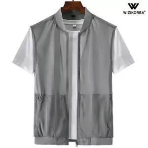 위즈아이 남성 여름 매쉬 경량 조끼 자켓 중년 아웃도어 WI210J