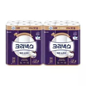 크리넥스 천연펄프 3겹 데코앤소프트, 37m, 24롤, 2개